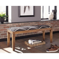 Coaster Furniture 910177 Serene Rectangular Upholstered Bench Natural and Navy